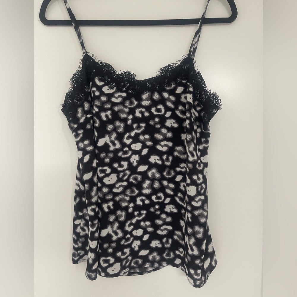 Maurice’s Black and White Cheetah Cami with Lace Neckline